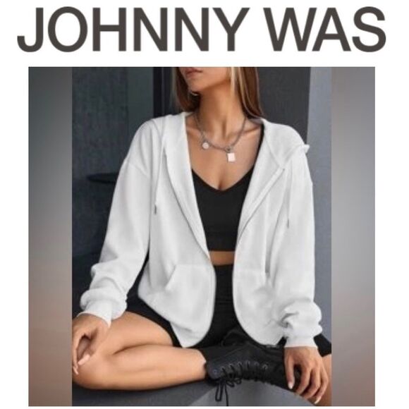 Johnny Was Calme Zip Hoodie Size Large Gray NWT - Picture 1 of 7